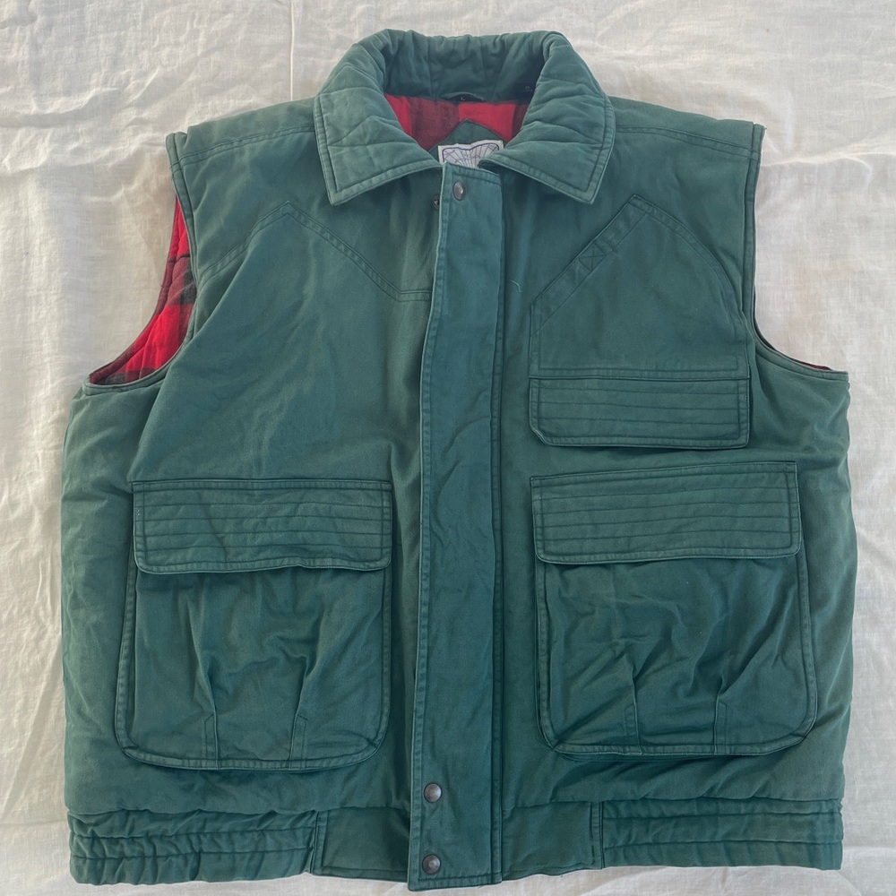 Vintage Expeditions Green and Plaid Vest Sz L